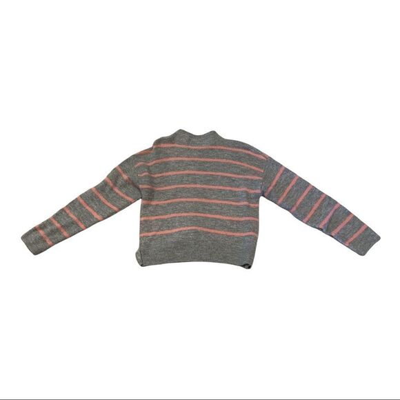 WAYF Women’s Striped Front Tie Crew Neck Sweater Gray/Pink Size Medium - Picture 3 of 10